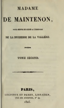 Madame de Maintenon, pour servir de suite  l'histoire de la duchesse de La Vallire, tome 2 par Stphanie Flicit de Genlis
