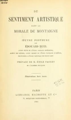 Du sentiment artistique dans la morale de Montaigne par Emile Faguet