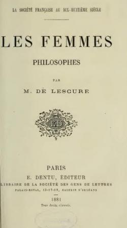 Les Femmes philosophes par Adolphe de Lescure