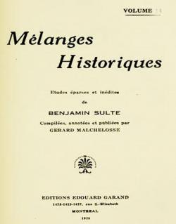 Mlanges Historiques: tudes parses Et Indites Volume V. 7/9 par Benjamin Sulte