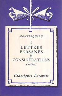 Montesquieu pages choisies t. 1 lettres persanes - considerations par C.-A. Fusil