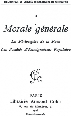 Philosophie gnrale et Mtaphysique Vol. 2 : Morale gnrale par  International Congress of Philosophy